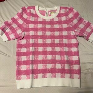 Anthropologie - short sleeve sweater pink and white size small